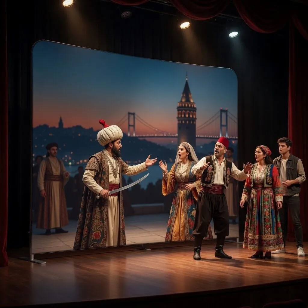 Osmanlı Tiyatro Sahne Arkası - Kumaş Backdrop Stand | Dekopa